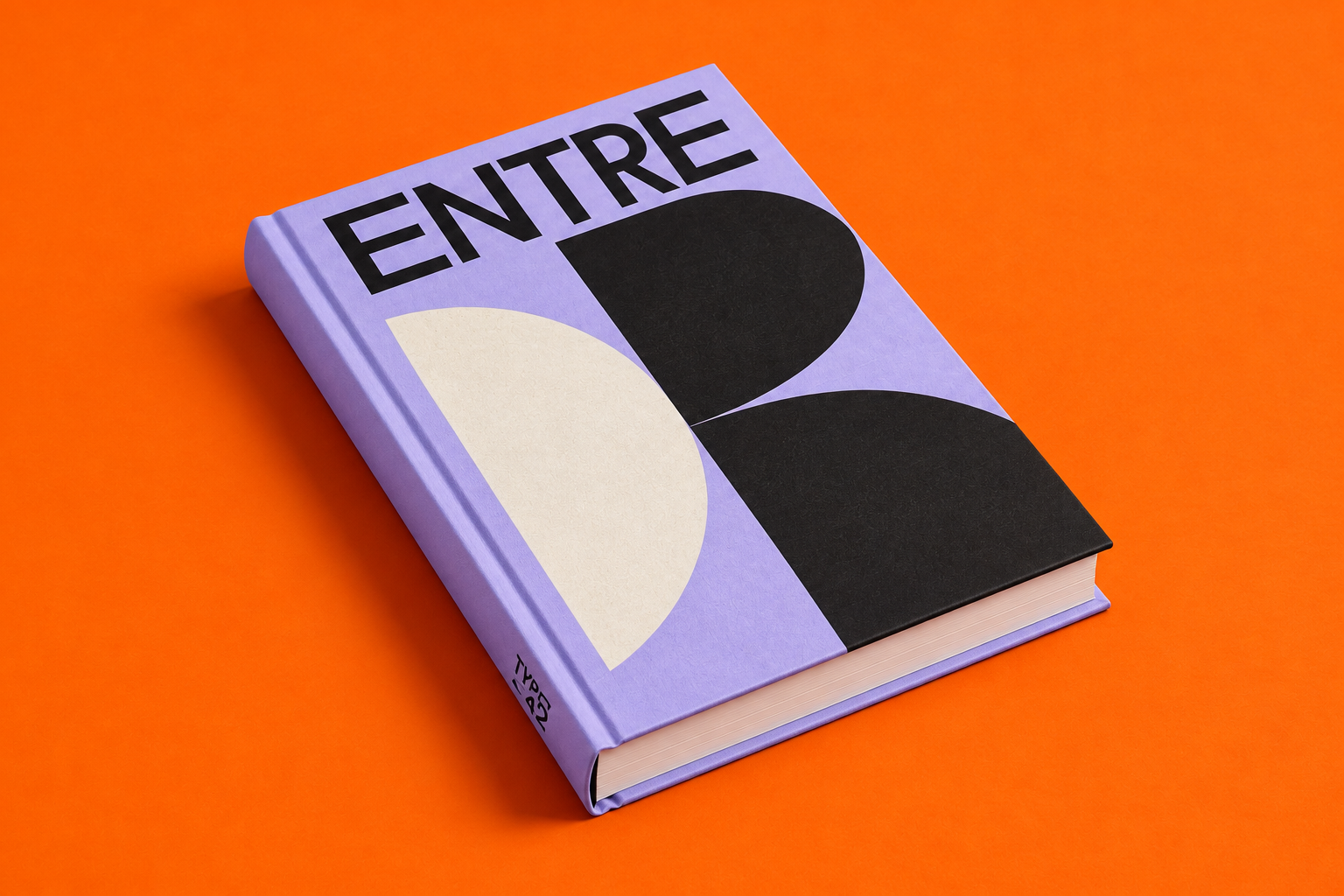 Livro Entre: capa lilás sobre fundo laranja.